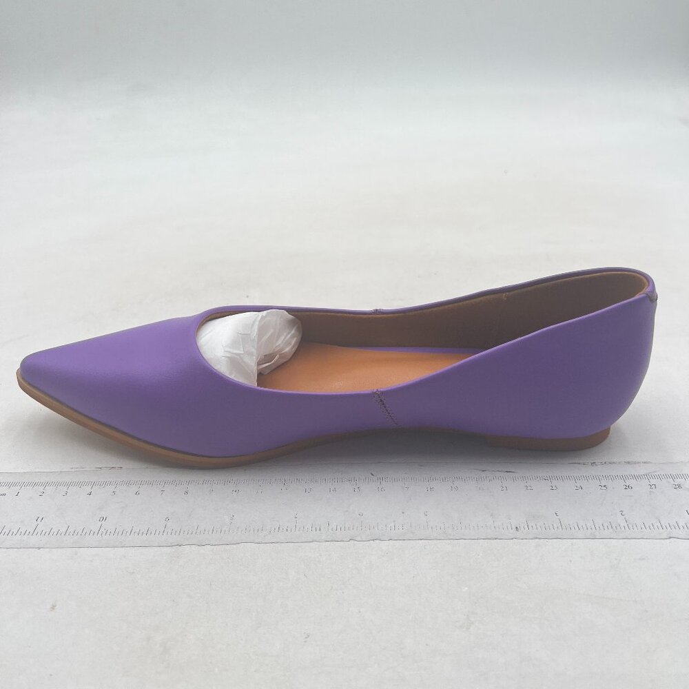 FOWT Purple Comfortable Slip On Pointed Toe Pumps Flats Daily Office Party Shoes